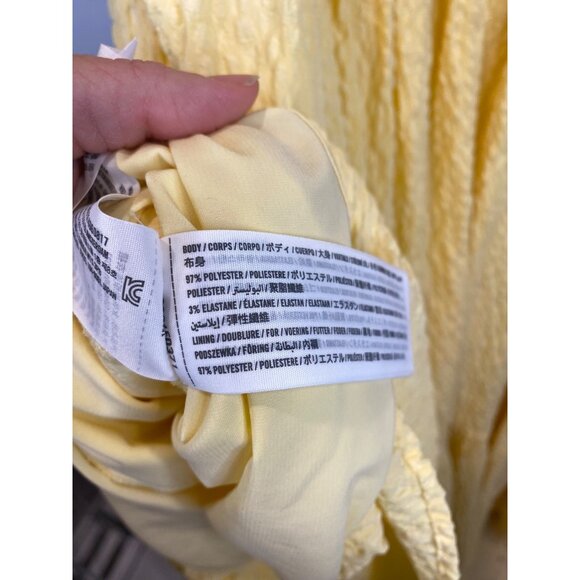 Abercrombie & Fitch Emerson Off the Shoulder Puff Sleeve Midi Dress Large Yellow - Picture 9 of 9
